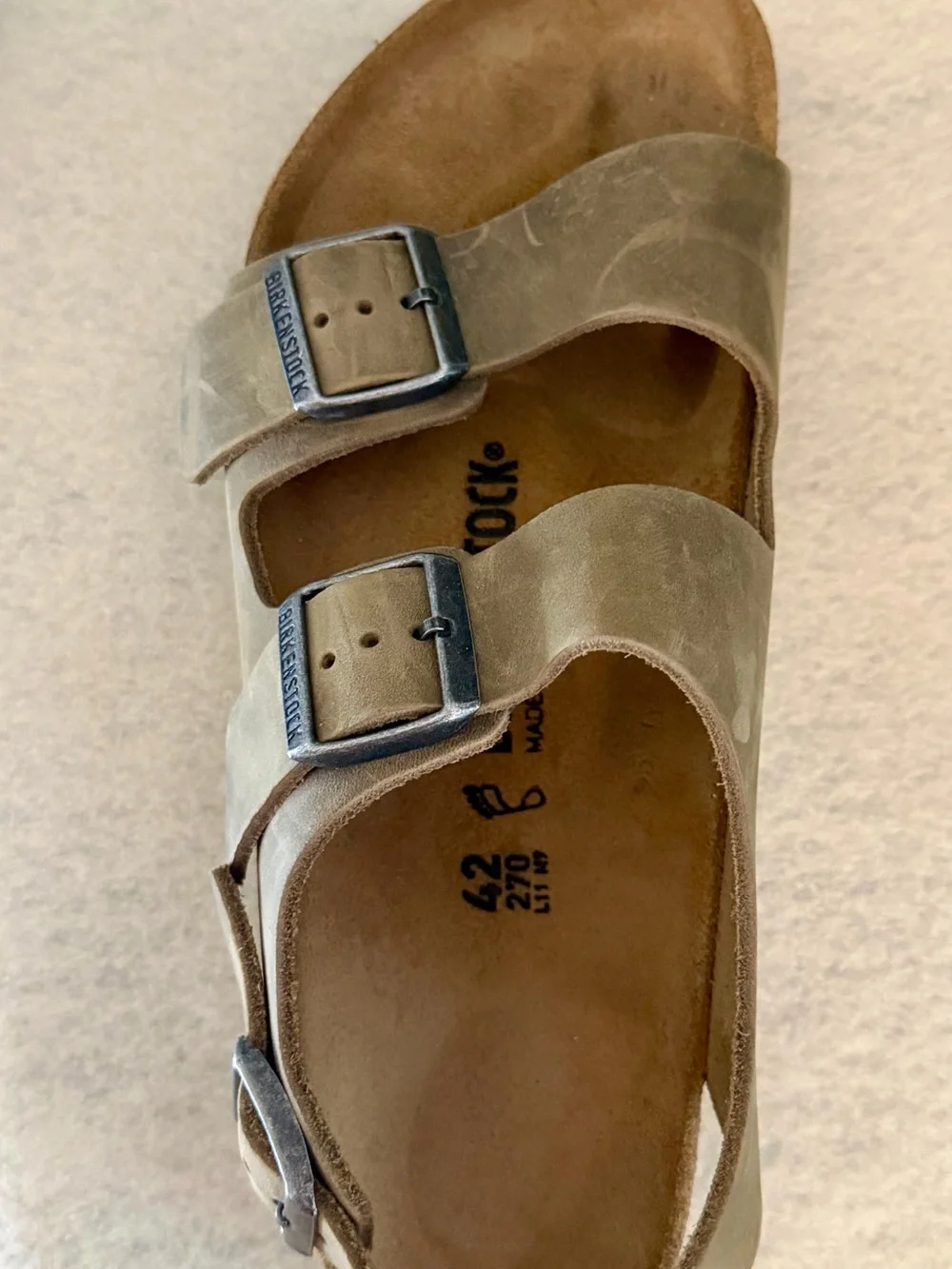 Birkenstock Milano Oiled Leather | Khaki | Sz 42 R | 9-9.5 Men’s | 11 Women’s